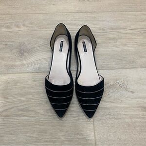 Giorgio Armani Pointed Toe Suede Flat Silver Chain Detail Sz 39